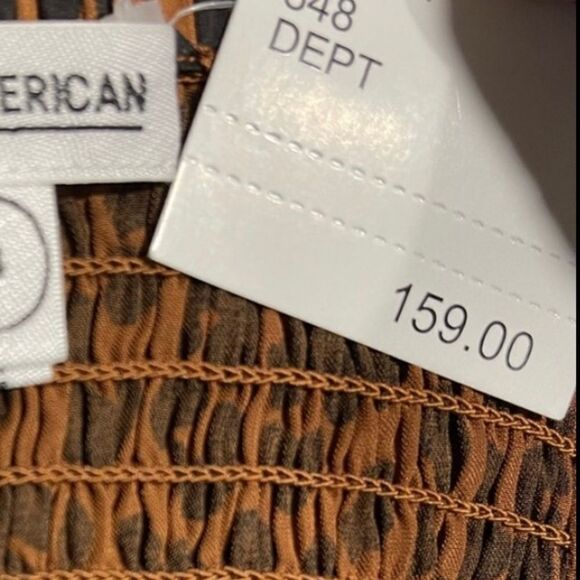 Nwt Good American Corset Leopard Print Puff Sleeve Maxi Dress NWT Mocha Mousse - Picture 14 of 14